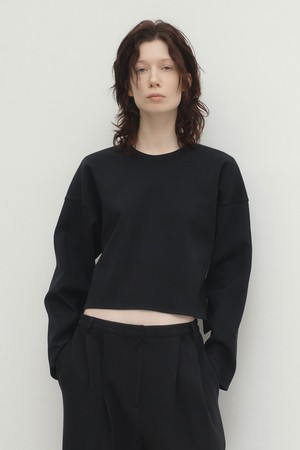 더블 스트랩  크롭 스웻셔츠