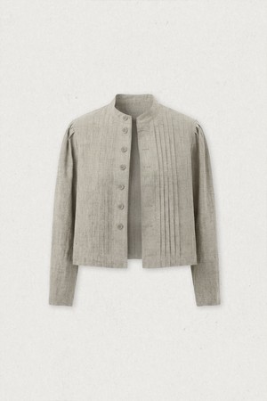 (4/3 예약배송) 로렌 리넨 핀턱 크롭 셔킷