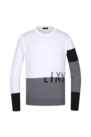 남성 컬러 배색 라운드 넥 긴팔 니트 L11C1SR104_WH