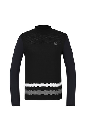 남성 냉감 소매 모크넥 스웨터 L11C1SN105_BK