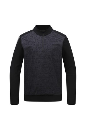 남성 앞판 우븐배색 포인트 반집업 스웨터 L11C3SN110_BK