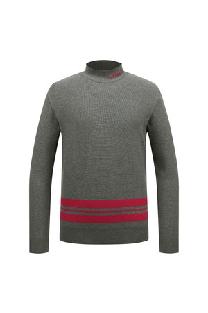 남성 밑단 컬러 배색 포인트 모크넥 스웨터 L11C3SN104_MG