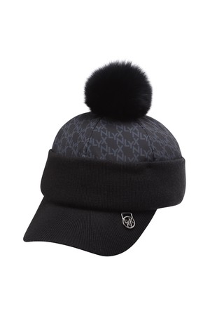 여성 톤온톤 프린트 패딩 니트캡 L21C4CP664_BK