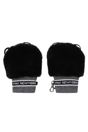 여성 자가드 시보리 퍼 핸드워머 L21C4AC686_BK