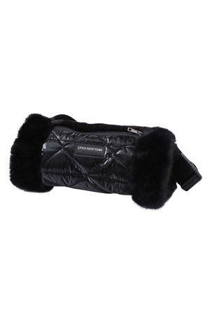 여성 우븐 퍼믹스 양손 핸드워머 L21C4AC689_BK