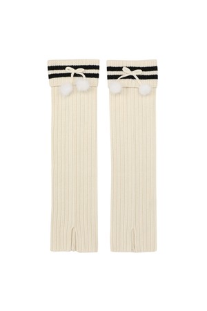 여성 리얼폼폼 니트 레그워머 L21C3AC684_WH