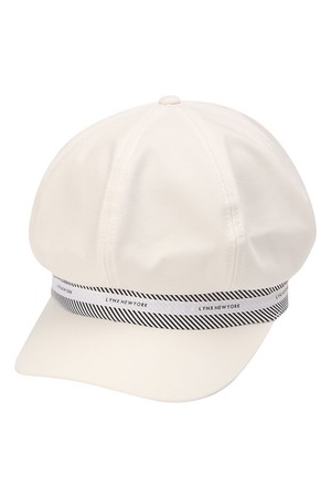 여성 로고 테이프 뉴스보이 캡 L21C1CP660_WH_WHITE-a