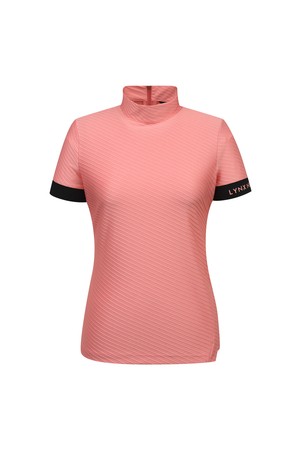 여성 사이드 절개 트임 모크넥 티셔츠 L21C2TH061_CO_PINK-a