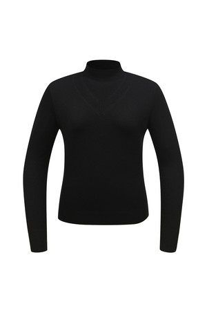 여성 이중에리 풀오버 스웨터 L21D3SR351_BK