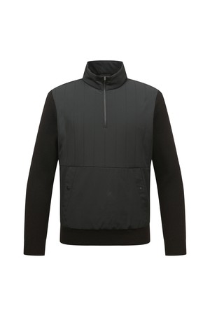 남성 우븐 퀄팅 반집업 스웨터 L11D3SR322_BK