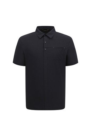 남성 매직홀 소재 셔츠형 카라 반팔 티셔츠 L11D2TO105_BK_BLACK-a