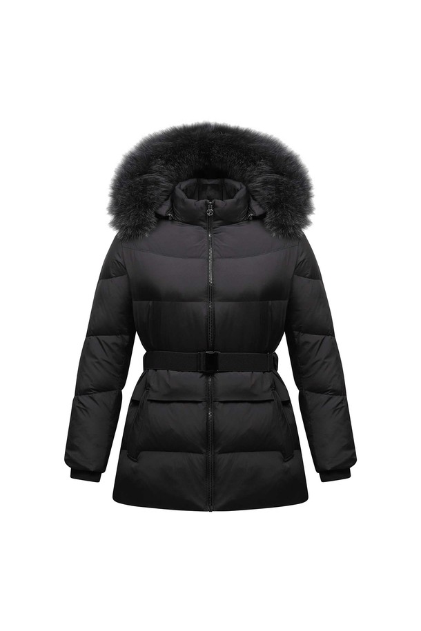 블랙 색상의 여성용 긴기장 덕 다운점퍼입니다. 스포티한 스타일과 미니멀한 디자인으로 골프 및 일상생활에서 모두 활용 가능합니다. 부드러운 촉감의 나일론 소재를 사용했으며, 두꺼운 두께감으로 겨울철 보온성을 높였습니다. 넉넉한 기장감과 레귤러핏으로 편안한 착용감을 제공하며, 집업 스타일로 간편하게 입고 벗을 수 있습니다. 퍼 후드와 덕다운 충전재, 방풍 기능을 갖춰 추운 날씨에도 따뜻하게 몸을 보호해 줍니다.
