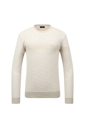 남성 로고 패턴 라운드 스웨터 L11E1SR322_BG