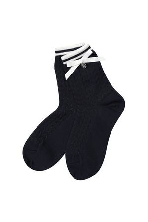 여성 꽈배기 리본 중목 양말 L21E1SC252_NA