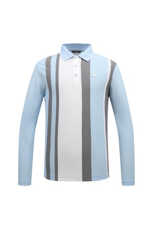 남성 세로 스트라이프 패턴 폴로 티셔츠 L11E1TO202_BL