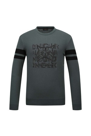 [25FW] 남성 시라소니 로고 포인트 라운드넥 니트 L11E3SR321_GN