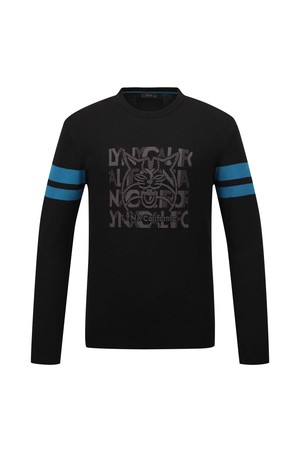 [25FW] 남성 시라소니 로고 포인트 라운드넥 니트 L11E3SR321_BK