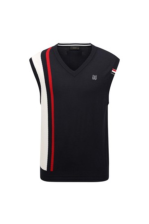 [25FW] 남성 꽈배기 조직 브이넥 니트 베스트 L11E3SV221_NA