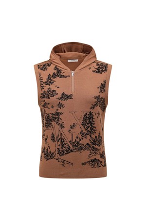 [25FW] 여성 뜨왈패턴 JQD 미니후드 니트 베스트 L21E3SV252_BG