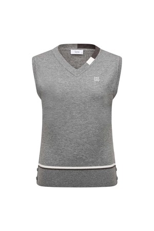 여성 컬러배색 브이넥 니트 베스트 L21E3SV251_MG