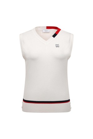 여성 컬러배색 브이넥 니트 베스트 L21E3SV251_WH