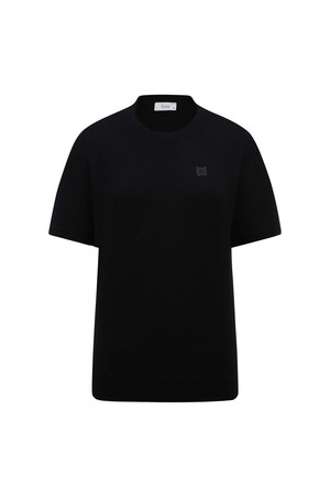 [베이직라인] 여성 BASIC 라운드넥 반팔 니트 L22E3SR061_BK