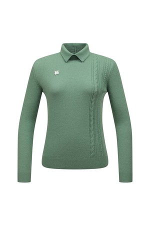 여성 캐시미어 혼방 모크넥 니트 L21E3SR152_GN