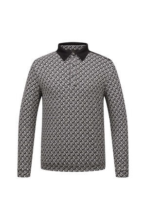 [25FW] 남성 기모소재 로고패턴 카라 티셔츠 L11E3TO312_BK