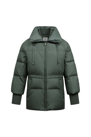 [25FW] 여성 와이드 에리 중기장 구스 다운 점퍼 L21E4JP259_GN