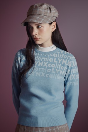 여성 라운드 자카드 로고 니트 L21E4SR256_BL