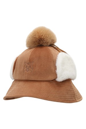 여성 코듀로이 귀달이 방울 버킷햇 L21E4CP259_BR