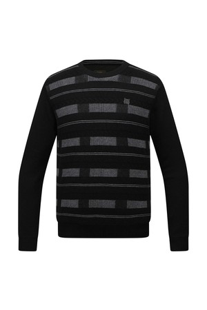 [25FW] 남성 라운드 넥 방풍 니트 L11E4SR224_BK