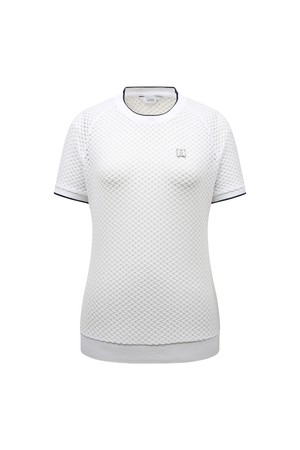 여성 니트조직 라운드 반팔 티셔츠 L21E2TR254_WH_WHITE-a