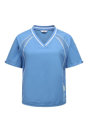 [26SS] 여성 메쉬 배색 브이넥 반팔 티셔츠 L21F1TR152_BL