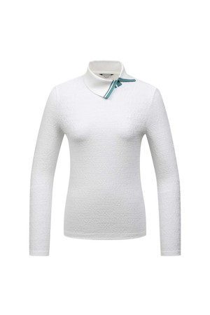 [26SS] 여성 로고 자카드 소재 변형에리 티셔츠 L21F1TO352_WH