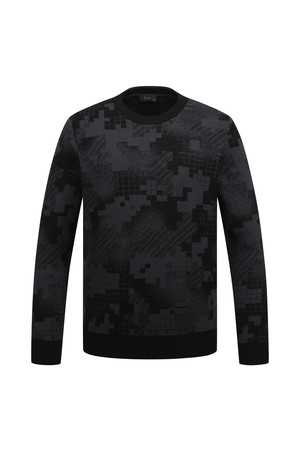 [26SS] 남성 카모플라주 패턴 라운드 니트 L11F1SR322_BK