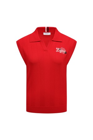 [26SS] 여성 세로 골 조직 카라넥 베스트 L21F1SV251_RE