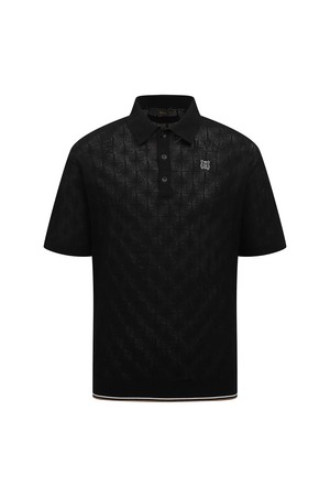 [26SS] 남성 로고 조직 카라 니트 L11F2SR226_BK