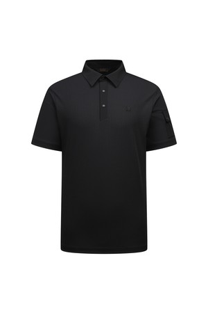 [26SS] 남성 써커소재 우븐배색 포인트 카라 티셔츠 L11F2TO306_BK