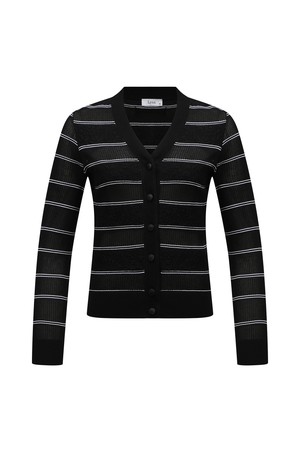 [26SS] 여성 레이스 스카시 조직 V넥 니트 가디건 L21F1SD259_BK