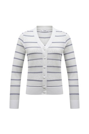 [26SS] 여성 레이스 스카시 조직 V넥 니트 가디건 L21F1SD259_WH