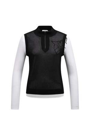 [26SS] 여성 이너 냉감 MIX 스카시 조직 모크넥 니트 L21F1SR352_BK