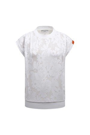 [26SS] 여성 꽃무늬 자카드 라운드넥 티셔츠 L21F2TR282_WH