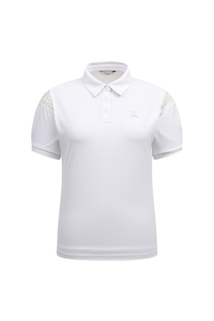 [26SS] 어깨 레이스 포인트 카라 티셔츠 L21F2TO252_WH