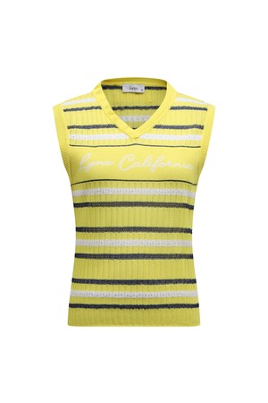 [26SS] 여성 스트라이프 패턴 V넥 베스트 L21F2SV255_YL