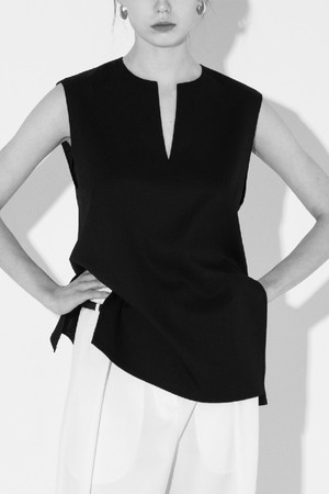 Eva deep v neck sleeveless top _ Black