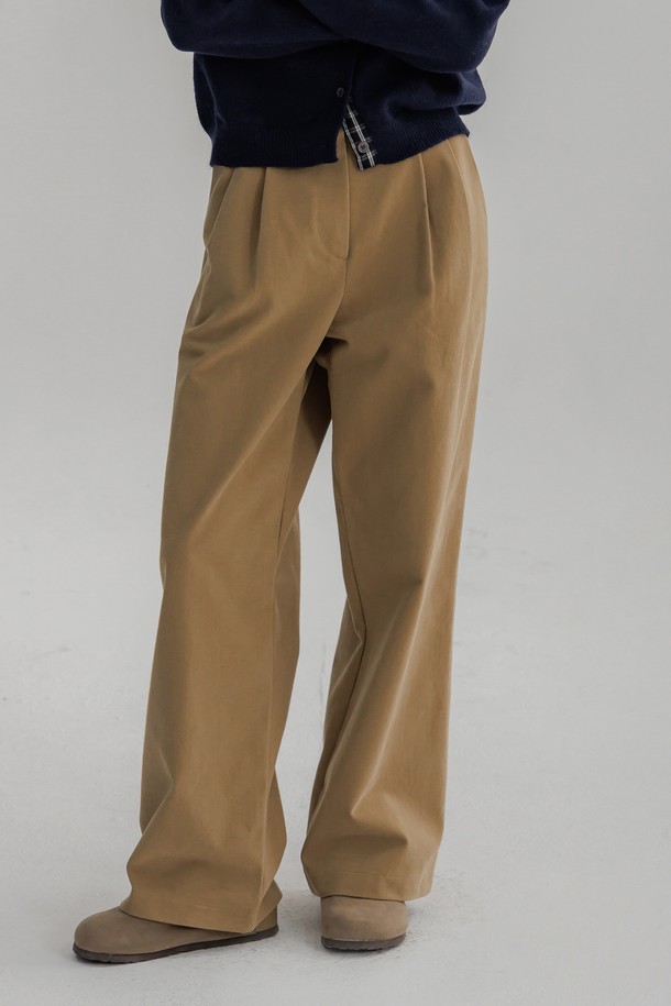 PANDORAFIT - 롱/미디팬츠 - Seed Peach Two Pin Tuck Pants