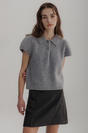 Snow Angora Short Sleeve Knit