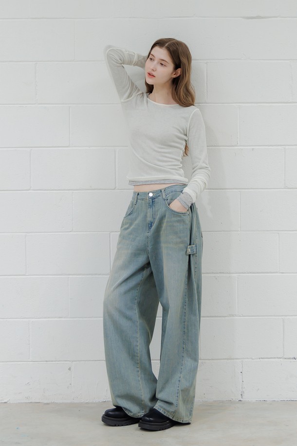 PANDORAFIT - 데님 - Vintage Cargo Wide-Leg Denim Pants