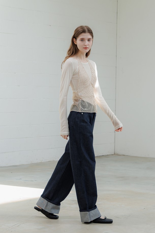 PANDORAFIT - 데님 - Non-Spade Roll-Up Straight Pants